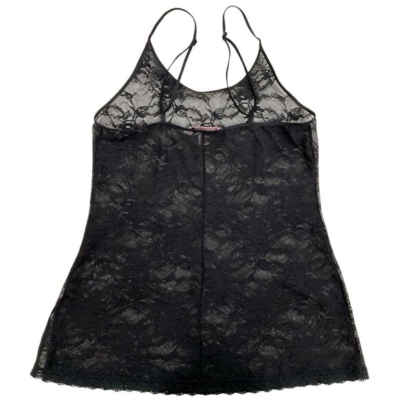 Vintage Victoria’s Secret Womens Sz M Black Lace Sheer Short Nightie Slip Dress - Picture 3 of 6
